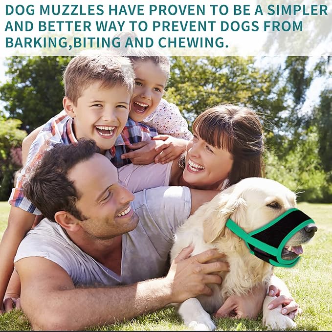 Dog Muzzles for Medium Dogs, Muzzle for Medium Sized Dog, Soft Muzzle for Dogs, Soft Mesh Dog Muzzles for Biting Barking Chewing, Muzzles for Dogs M Green