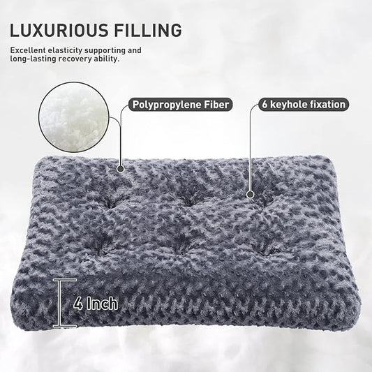 KSIIA Washable Dog Bed Deluxe Plush Dog Crate Beds Comfy Kennel Pad Anti-Slip Pet Sleeping Mat for Large, Jumbo, Medium, Small Dogs Breeds, 53" x 36", Dark Grey