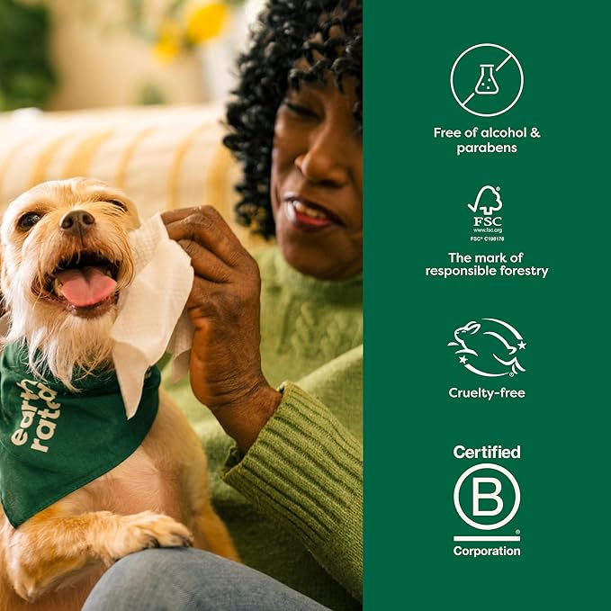 Earth Rated Hypoallergenic Dog Grooming Wipes for at Home & On-The-Go, for Paws, Body & Butt, Includes 4 Travel and Full Sized Packs, 440 Count