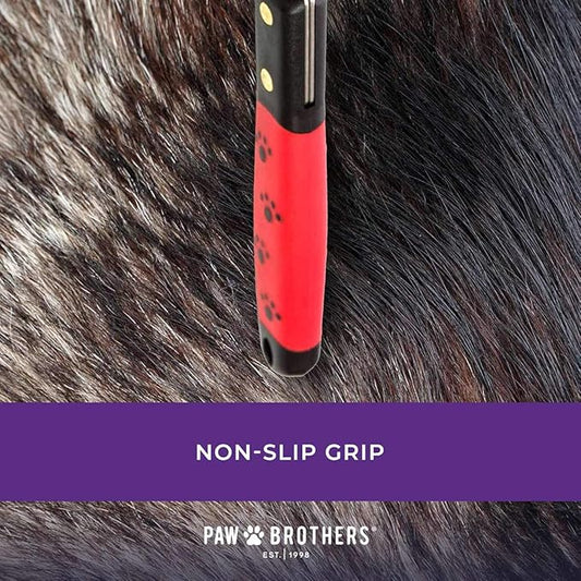 RYAN'S PET SUPPLIES Paw Brothers 32 Blade Extra Fine Double Wide Dematting Undercoat Rake for Dogs and Cats, Professional Grade, Dog Shedding Brush, Stainless Steel Blades, Rounded Gentle Teeth