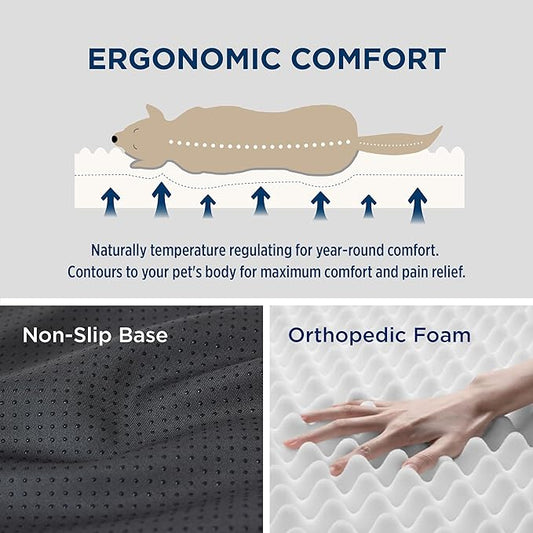 Bedsure Medium Dog Bed for Medium Dogs – Orthopedic Waterproof Dog Beds with Removable Washable Cover, Egg Crate Foam Pet Bed Mat, Blue Wave