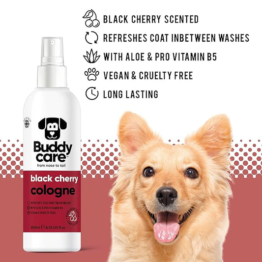 Dog Cologne - Black Cherry - 200ml - Fruity and Bold Scented Dog Cologne - Refreshes Between Dog Washes