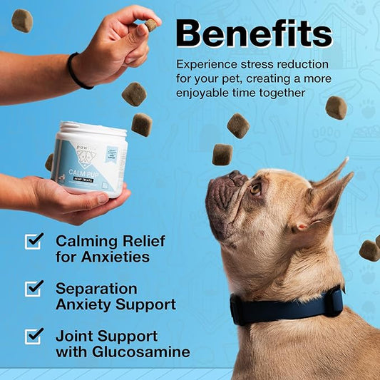Hemp Dog Calming Chews - Anxiety Relief Treats, 60 Calming Treats for Dogs, Organic Calm Pup Dog Anxiety Relief, Calming Care for Dogs (Duck Flavor)