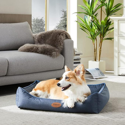 Orthopedic Dog Beds for Medium Large Dogs, Durable Egg Crate Foam Sofa Dog Bed wit Washable Removable Cover,Waterproof Lining and Nonskid Bottom,Pet Bed for Large Dogs (Navy Blue, Large)