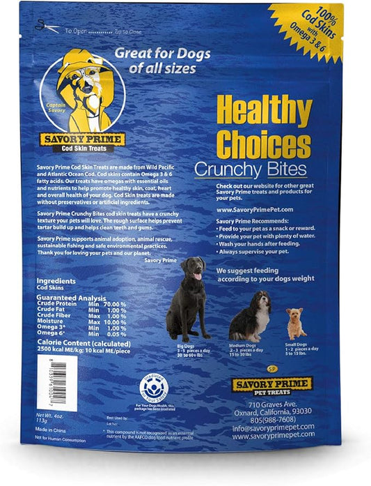 Savory Prime Cod Skin Crunchy Bites, 4-Ounce (61004)