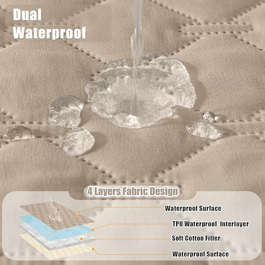 Smiry Waterproof Dog Blanket, Soft Dog Bed Cover Pet Blanket, Reversible Couch Cover for Dogs Washable, Pet Couch Covers for Sofa Furniture Protector for Puppy Cat (82x82 Inch, Taupe/Beige)