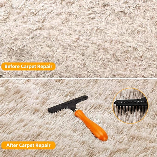 1 Pack Carpet Rake Portable, Pet Hair Remover, Portable Dog Cat Hair Remover Lint for Hairball, Single Row Pins Shedding and Undercoat Rake Comb for Dogs and Cats Safe Grooming & Deshedding Brush