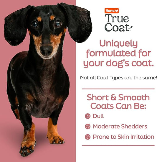 New! Hartz True Coat Short & Smooth Coat Specific Dog Shampoo, Soothes & Shines with Oat Milk, Coconut Oil & Vitamin E