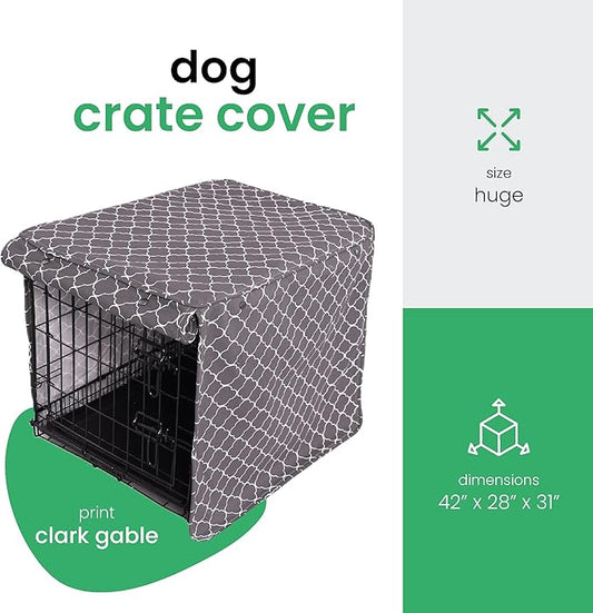 Molly Mutt Clark Gable Dog Crate Cover, 100% Cotton Canvas Cover with 2 Roll-Up Panels, Ideal for Dog or Cat Crate, Durable, Washable, and Free of Harmful Chemicals, 42" x 28" x 31"