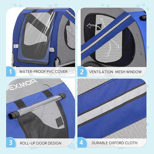 PEXMOR Dog Bike Trailer, Folding Pet Dog Trailer Cart for Bicycle, Bike Cargo Wagon Carrier w/Universal Hitch & 20" Wheel