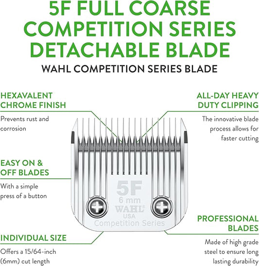 Wahl Professional Animal Competition Series Detachable Blade - 15/64-Inch Cut Length, 5F Full Coarse (2372-100)