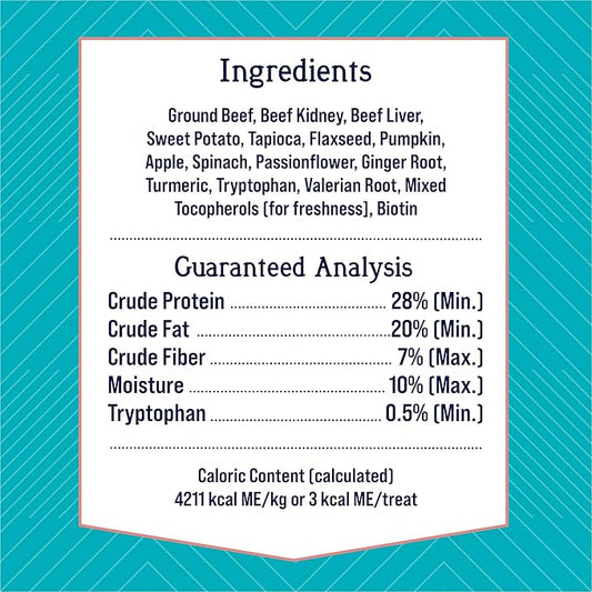 Stewart Freeze Dried Dog Treats, Zen Beef & Pumpkin, Anxiety Relief, Grain Free, 4 Ounce Resealable Pouch, Made in USA