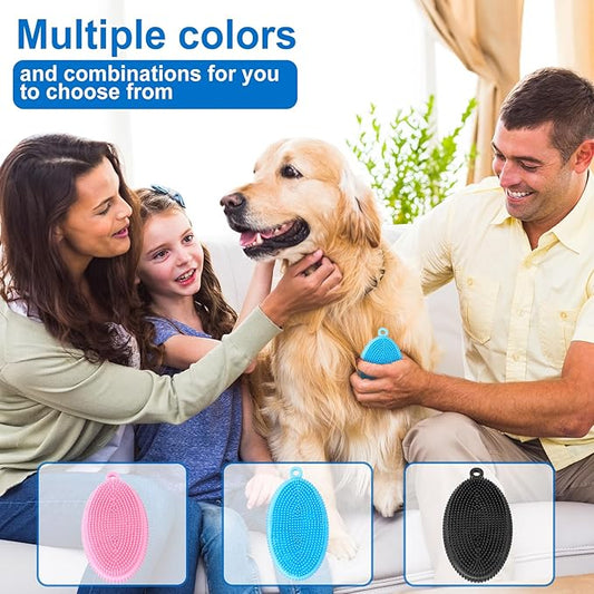 ROPO Dog Shampoo Brush, Dog Bath Brush & Dogs Shower, Dog Hand Brush for Grooming, Dog Scrubber for Bath, Dog Wash Brush (Blue)