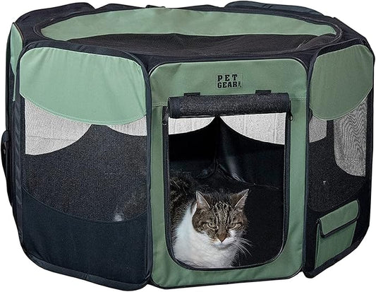 Pet Gear Travel Lite Portable Play Pen/Soft Crate with Removable Shade Top for Dogs/Cats/Rabbits, Easy-Fold + Built-in Stay Fold Band, Durable 600D Fabric, Indoor/Outdoor