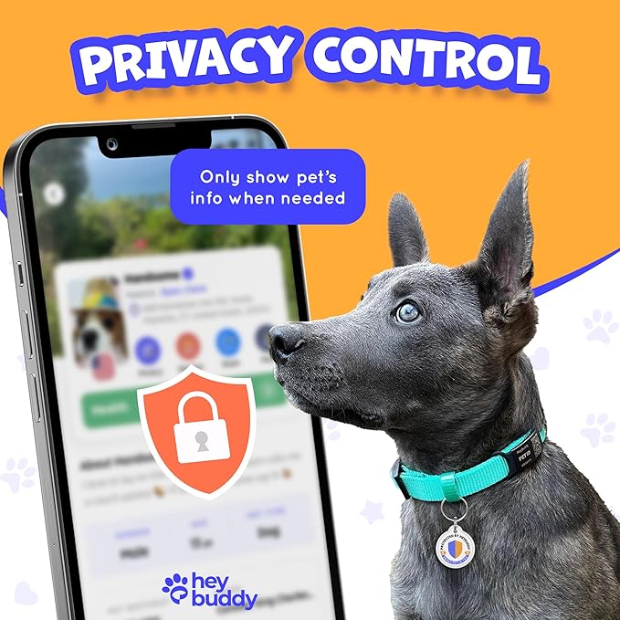 HeyBuddy® Slide Series - QR Code Smart Pet Tags for Dogs & Cats, Personalized Pet Tag Stores Multiple Information, Includes Passive Location Tracking, Real-Time Notification & Community Alerts