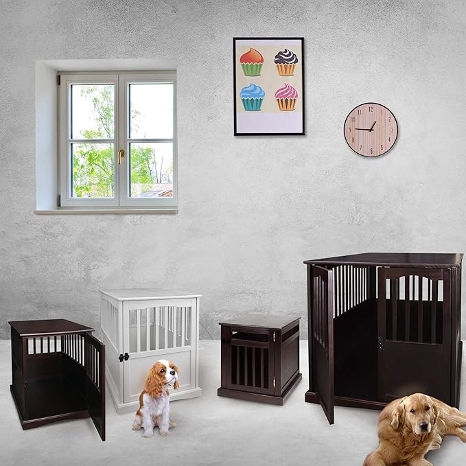 Casual Home Wooden Large Pet Crate, End Table, (Black, 24"W x 36.5"D x 29.25"H)