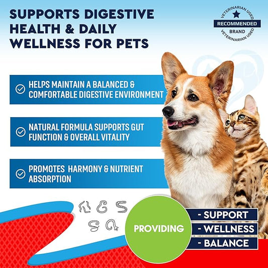 Natural Intestinal Defense for Dogs & Cats – Herbal Cleanse with Wormwood, Black Walnut – Promotes Healthy Gut & Flora Balance – Advanced Broad Spectrum Formula