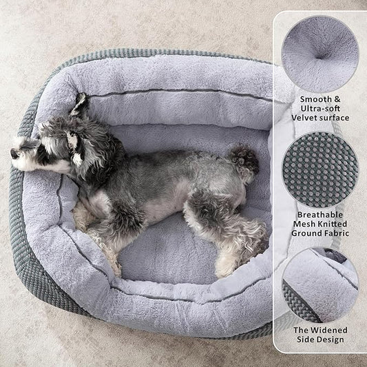 INVENHO Large Dog Beds for Large Dogs Washable, Rectangle Dog Beds Large Sized Dog, Orthopedic Dog Bed, Warming Soft Sleeping Puppy Bed Durable Pet Bed with Anti-Slip Bottom L(35"x25"x10")