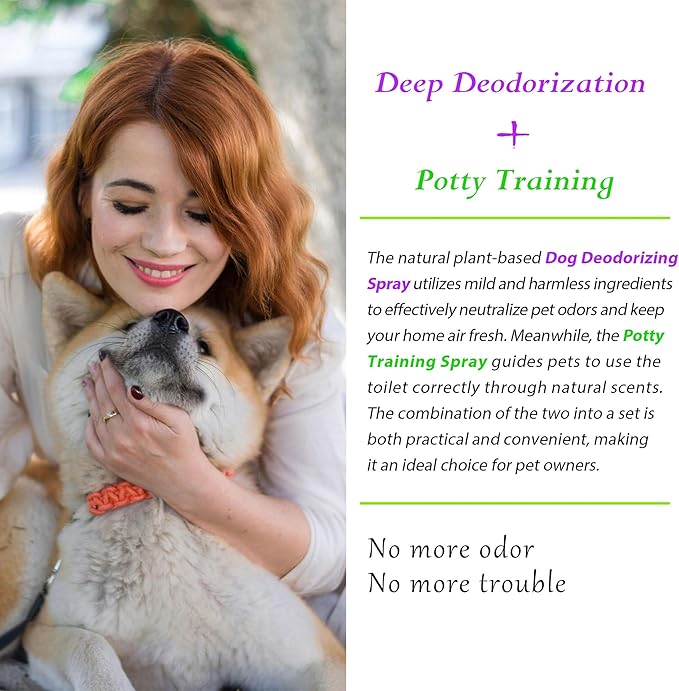 Dog Potty Training Spray & Dog Deodorant Spray, Assisted Puppy Potty Training,Eliminate Dog Urine Odor, (3.38 Fl Oz Spray Set)