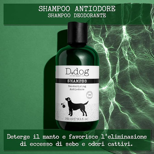 D-Dog Pet Shampoo Deodorizing - Eliminates Bad Odor - Deodorant Shampoo - Hypoallergenic and Alcohol Free - Deeply Cleanses Hair of Impurities - Protects Skin and Coat - 8.5 Oz