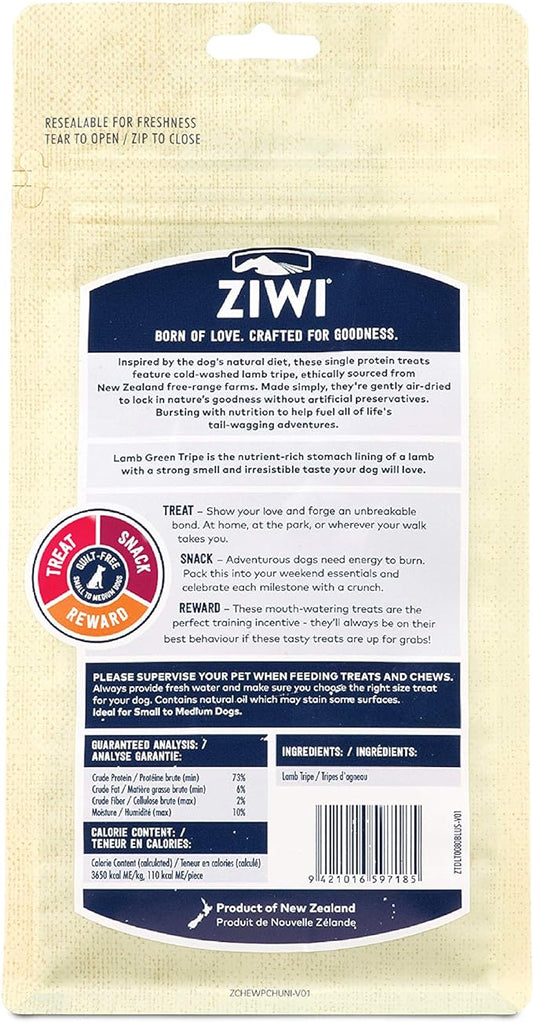 ZIWI Dog Chews and Treats – Lamb Green Tripe - All Natural, Air-Dried, Single Protein, Grain-Free, High-Value Treat, Snack, Reward 2.8 Ounce (Pack of 1)