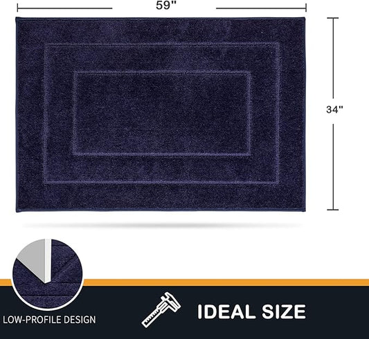 PURRUGS Dirt Trapper Door Mat 34" x 59.5", Non-Slip/Skid Machine Washable Entryway Area Rug, Dog Door Mat, Super Absorbent Welcome Mat for Muddy Wet Shoes and Paws, Navy Blue