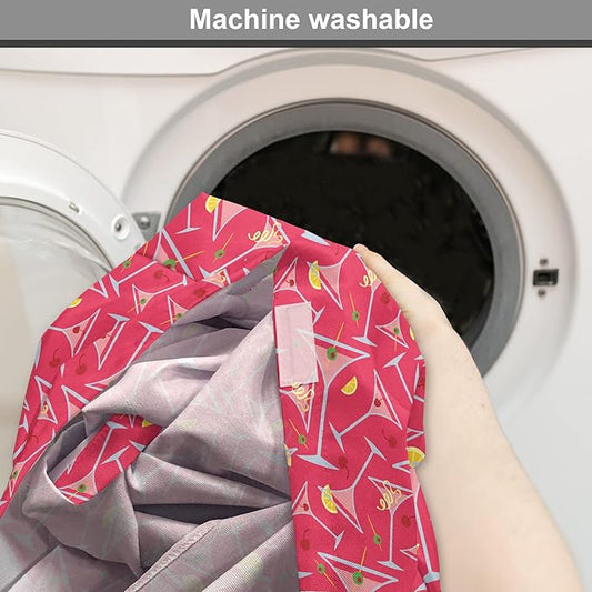 Lunarable Drinks Dog Crate Cover, Exotic Pattern of Tropical Cocktail Party Glasses with Lemons Slice, Easy to Use Pet Kennel Cover for Cats & Medium Dogs, 24 Inch, Dark Coral Multicolor