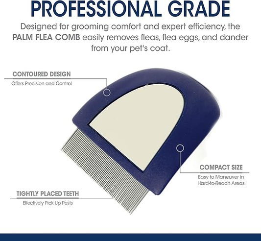 Magic Coat Professional Series Grooming Contoured Grip Palm Flea Comb for Dogs, 1 Count