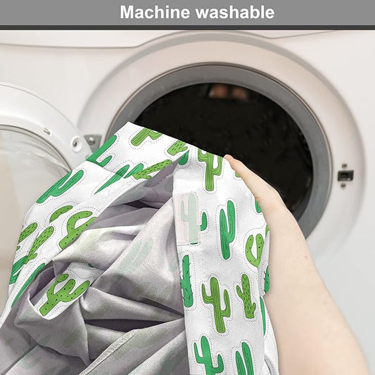 Lunarable Cactus Print Dog Crate Cover, Hand Drawn Cutout Style Cactus Plants Warm Climate Botany with Thorns, Easy to Use Pet Kennel Cover for Small Dogs Puppies Kittens, 22 Inch, White Lime Green