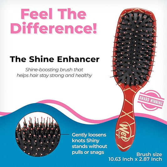 Wet Brush Shine Enhancer Paddle Brush, Terracotta - Hair Detangler Brush with Ultra Soft Bristles, Infused With Natural Argan Oil, Shiny Detangle & Smooth Hair, Wet or Dry, For All Hair Types