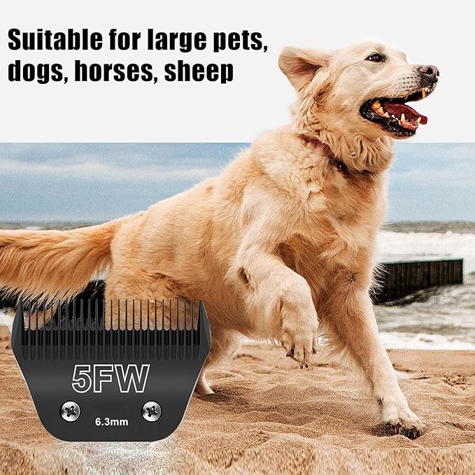 Detachable Pet Dog Grooming Wide Blades-Size 7FW+5FW+4FW Dog Grooming Wide Blade,Compatible with Most Andis,Oster A5,Wahl km10 Clippers -Black
