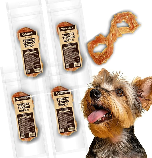 Afreschi Natural Turkey Tendon Rope (S) 40 Units/Box, Dog Treats for Signature Series, All Natural Human Grade Puppy Chew, Turkey Sourced from USA, Hypoallergenic, Rawhide Alternative