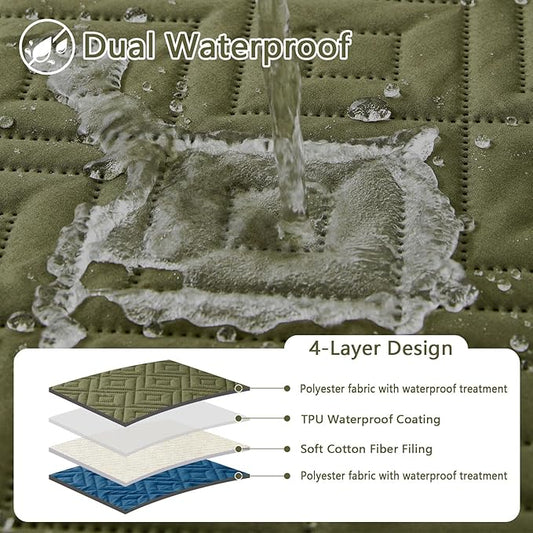 hyha Waterproof Dog Blanket, Soft Pet Bed Blankets, Waterproof Sofa Couch Cover for Dogs Washable, Reversible Pet Couch Covers for Sofa Furniture (30x70 Inch, Green/Navy Blue)