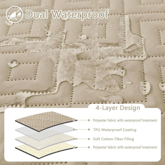 hyha Waterproof Dog Blanket, Soft Pet Bed Blankets, Waterproof Sofa Couch Cover for Dogs Washable, Reversible Pet Couch Covers for Sofa Furniture (82x82 Inch, Taupe/Beige)