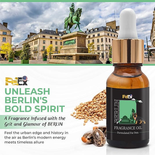 Petex Premium Pet Fragrance Oil | Ultra Premium Natural Pet Care with Dead Sea Minerals | Dog Perfume Fragrance Oil Long Lasting Scent | Natural Pet Cologne - Suitable for Dogs and Cats (Berlin)