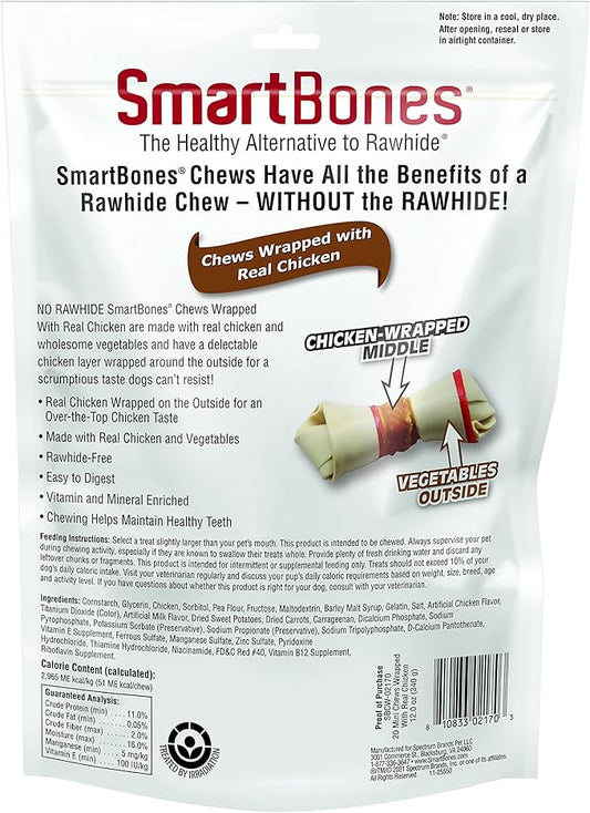 SmartBones Chicken-Wrapped Sticks, Treat Your Dog to a Rawhide-Free Chew Made With Real Chicken and Vegetables 20 Count (Pack of 1)