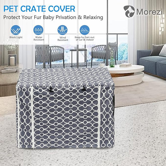 Dog Crate Cover for Wire Crates, Heavy Nylon Durable Waterproof Windproof Pet Kennel Cover Indoor Outdoor Protection - Cover only - Grey - Xlarge, 42 Inch (Pack of 1)