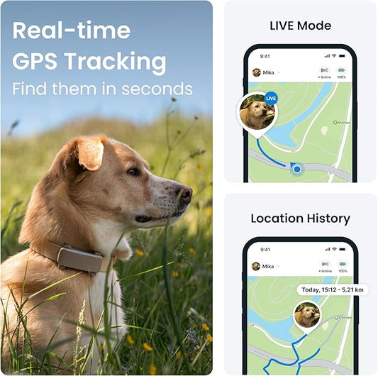 Tractive GPS Dog Tracker (2025 Release with Free 6 Month Subscription) | Real-time Pet Location Tracker | Health & Wellness Alerts | Virtual Fence for Dogs | Bark Monitoring (Brown)
