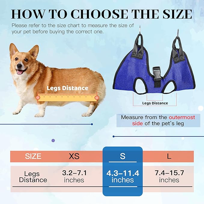 PatiencET Dog Grooming Hammock, Pet Grooming Hammock for Cats & Dogs, Dog Holder for Nail Trimming, Cat Sling for Nail Trimming with Nail Clippers/Trimmer, Nail File, Pet Comb(S)