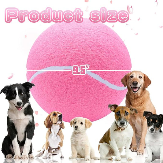 Large Dog Tennis Ball,9.5" Giant Doy Sport Ball Toy,Pet Birthday Present Interactive Dog Toys for Small Medium Large Dog (Pink)