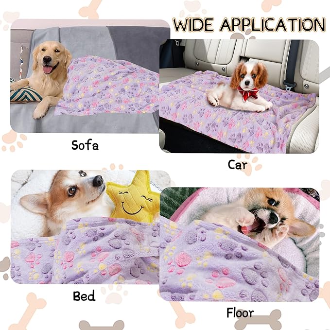 Dog Blankets for Dogs, Large Blanket Medium Blanket Dog Cat Soft Fuzzy Blankets Washable,Comfort Flannel,Fuzzy Soft Blankets for Dogs,Pet Blanket,Reversible Cow Print,41 x 31 inch,Dark Blue