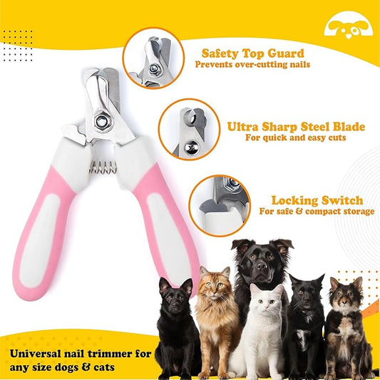 PetNBeyond Professional Nail Clippers and Trimmers for Dogs and Cats with Safety Guard - Heavy Duty Pet Grooming Tools with Nail Files - Razor Sharp Cutter for Small Dogs and Cats - Puppy Toenail Clip