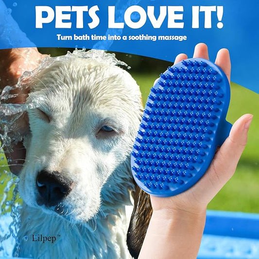 Dog Bath Brush, Rubber Pet Shampoo Brush with Silicone Bristles for Massaging Grooming, Removing Short Haired Dogs Cats Shedding, Tangles and Dead Undercoat 2pcs