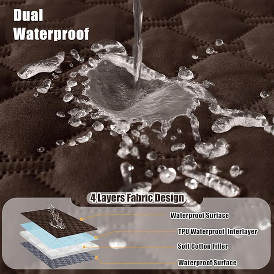 Smiry Waterproof Dog Blanket, Soft Dog Bed Cover Pet Blanket, Reversible Couch Cover for Dogs Washable, Pet Couch Covers for Sofa Furniture Protector for Puppy Cat (68x82 Inch, Chocolate/Dark Grey)