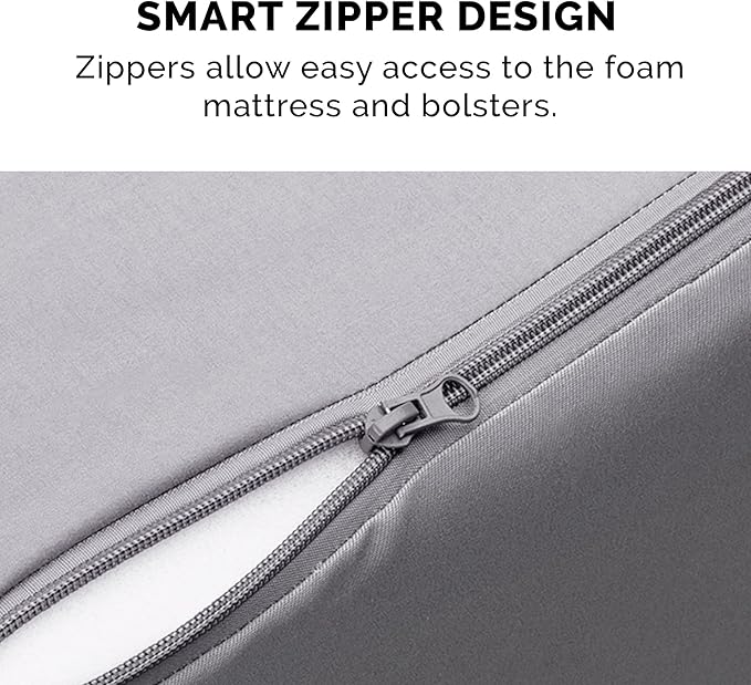 Furhaven Memory Foam Dog Bed for Large/Medium Dogs w/ Removable Bolsters & Washable Cover, For Dogs Up to 55 lbs - Pinsonic Quilted Paw L Shaped Chaise - Titanium, Large