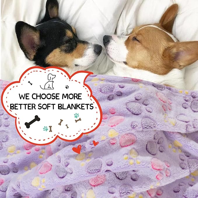 Dog Blankets for Dogs, Large Blanket Medium Blanket Dog Cat Soft Fuzzy Blankets Washable,Comfort Flannel,Fuzzy Soft Blankets for Dogs,Pet Blanket,Reversible Cow Print,41 x 31 inch,Dark Blue