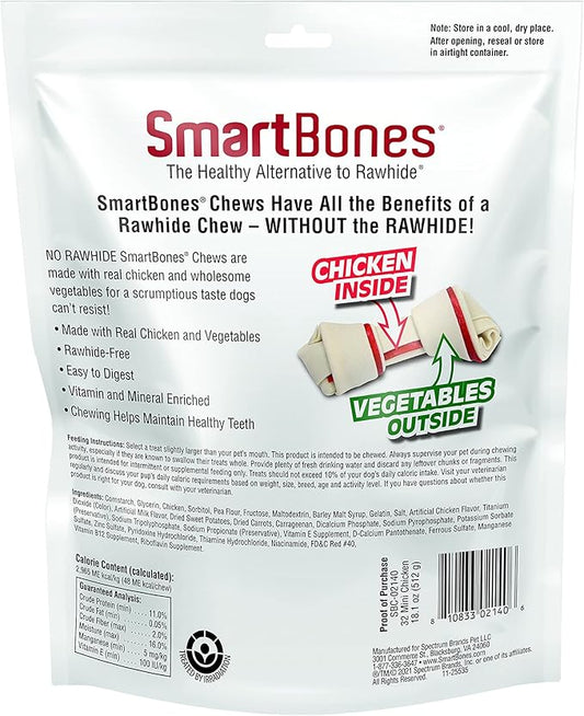 SmartBones Mini Chews with Real Chicken 32 Count, Rawhide-Free Chews for Dogs