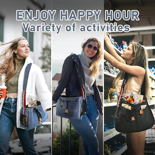 Dog Sling Carrier, Thick Padded Cat Carrier for Small Dogs Hands Free Large Interior Puppy Pet Sling Carriers with Breathable Mesh, Drawstring for Outdoor Travel, Supermarkt Bag