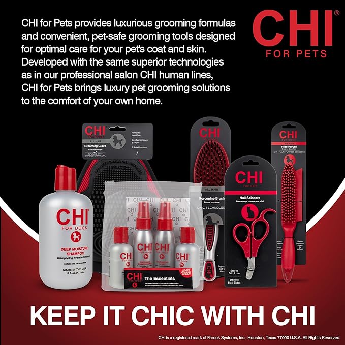 CHI for Dogs 2-in-1 Dematting Deshedding Rake, Flip-Out Fine Rake for Deshedding and Smoothing, Large Rake for Dematting Dogs; Dog Grooming Tool for Mats and Knots