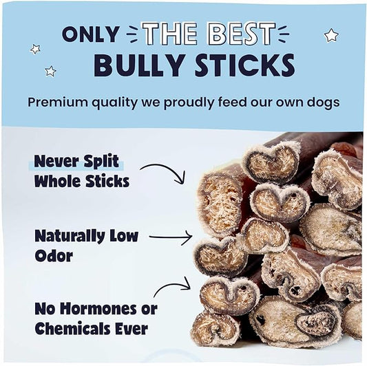 Pawstruck All-Natural 9" Bully Sticks for Dogs - Best Long Lasting, Rawhide Free, Low Odor & Grain Free Dental Chew Treat - Healthy Single Ingredient 100% Real Beef - 1 lb. Bag